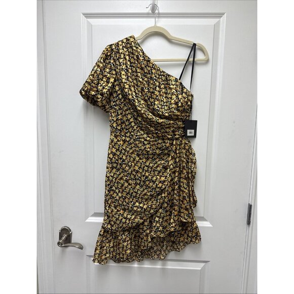 New Mac Duggal Size 4 Floral 26905 One Shoulder Ruffle Ruched Cocktail Dress NWT - Picture 9 of 15